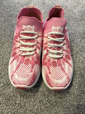 Mark Nason Pink and White Knit Slip-On Sneakers